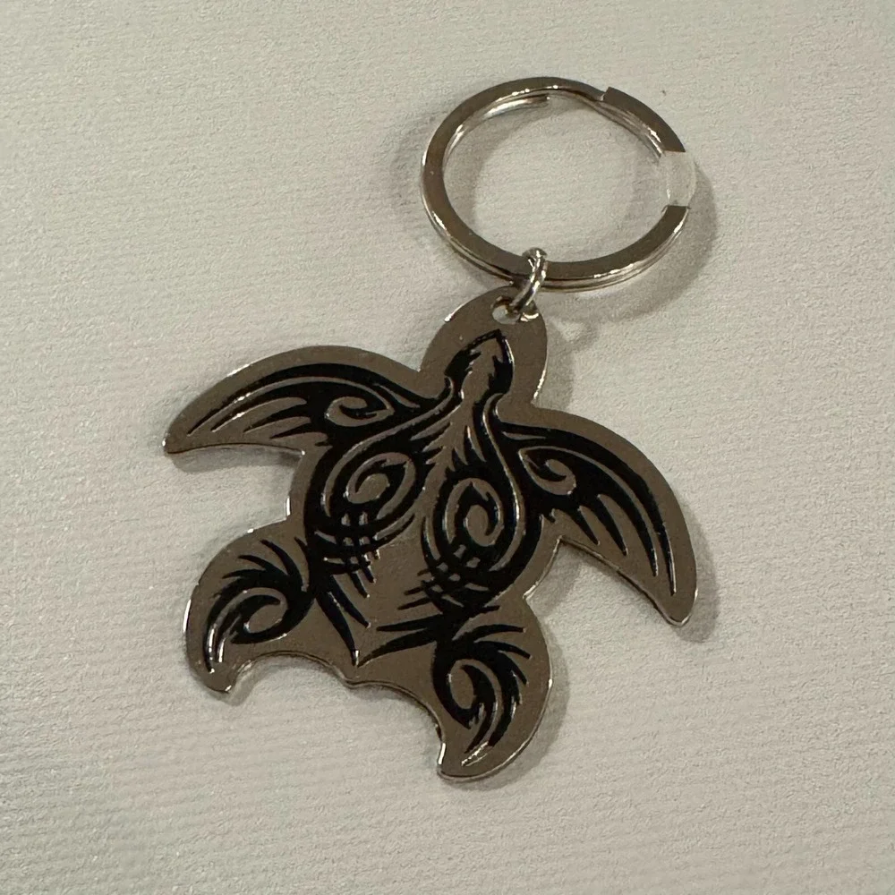 Turtle Silver Tone Metal Keychain‎ Key Ring